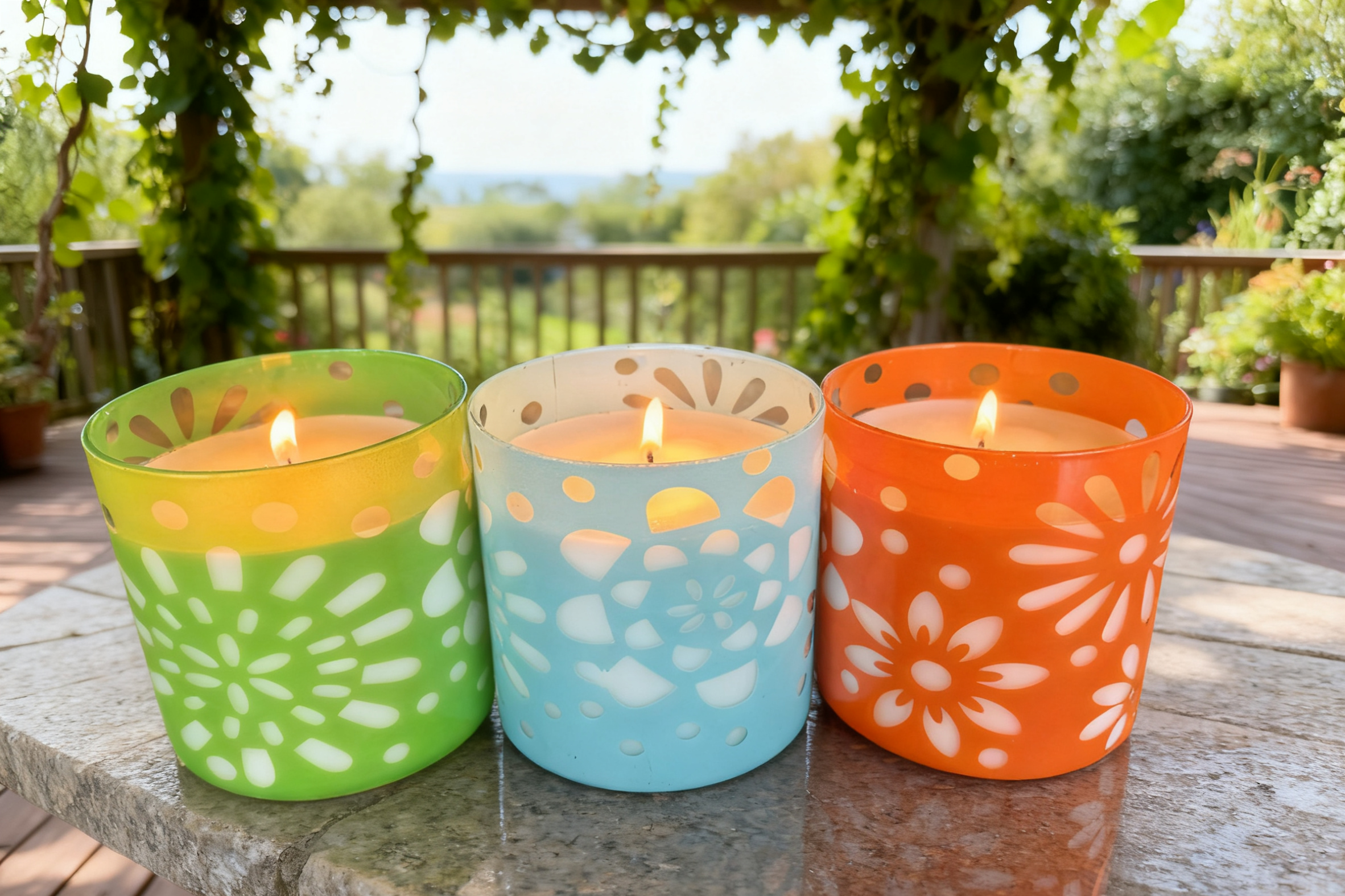 Decaled Glass Candle